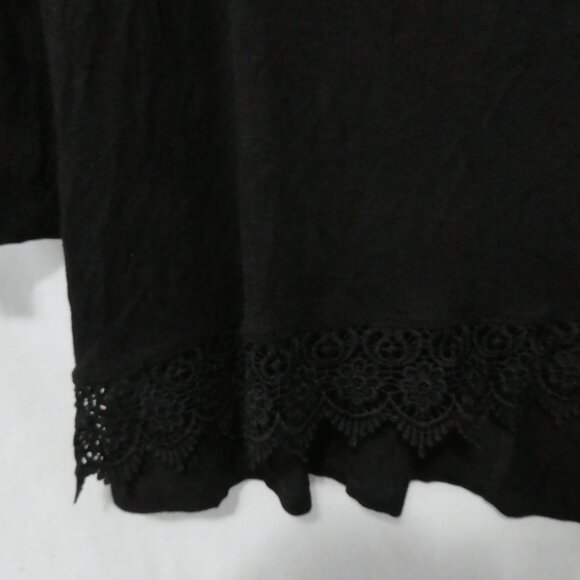 GEORGE | 1X | Classic Black Long Sleeve Top | Scoop Neck | Lace Bottom Trim - Picture 8 of 16